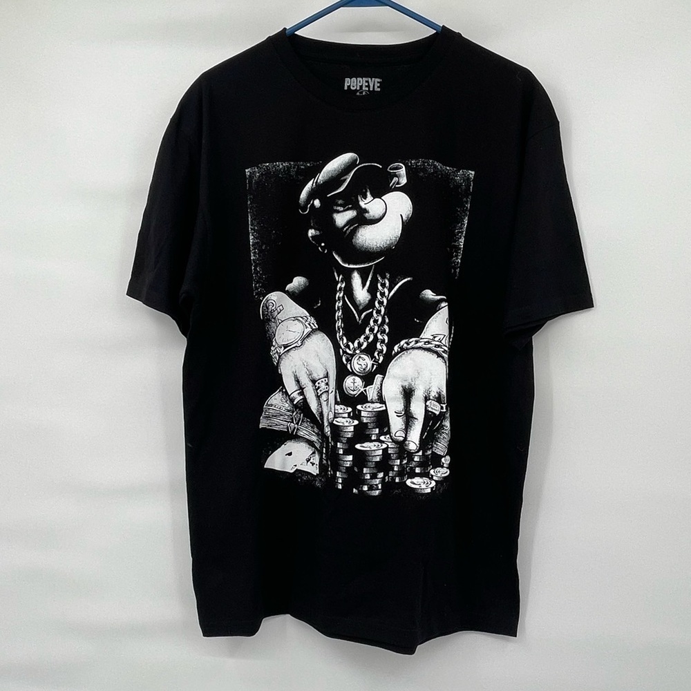 Popeye nwot black white chains money short sleeve tee
